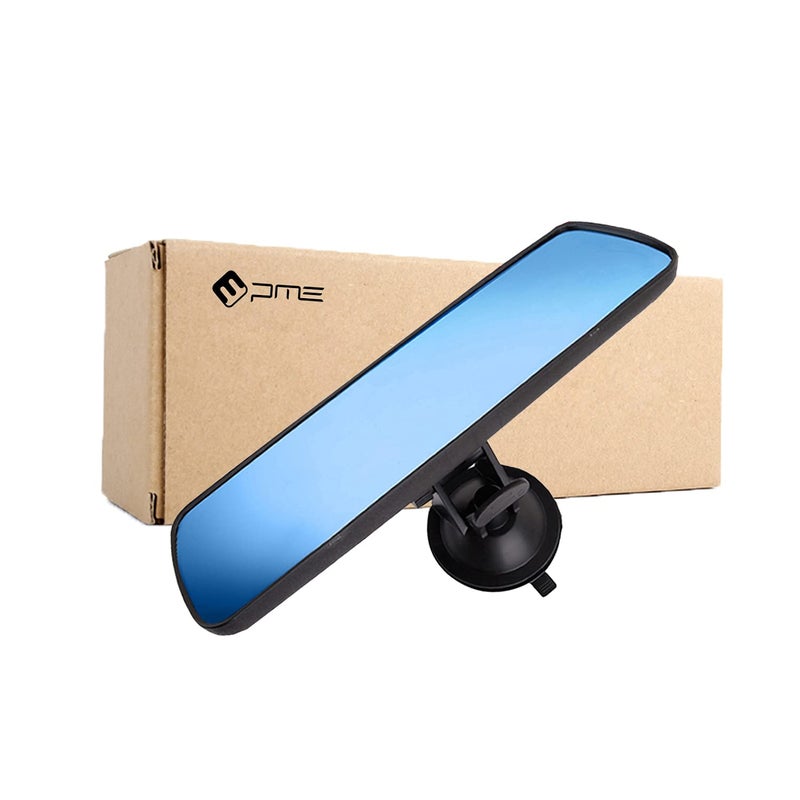 PME Car Rear View Mirror Day/Night Anti Glare Universal Sedan SUV Truck Suction Cup - (Anti Glare Delux Version) Blue Mirror - Image 1